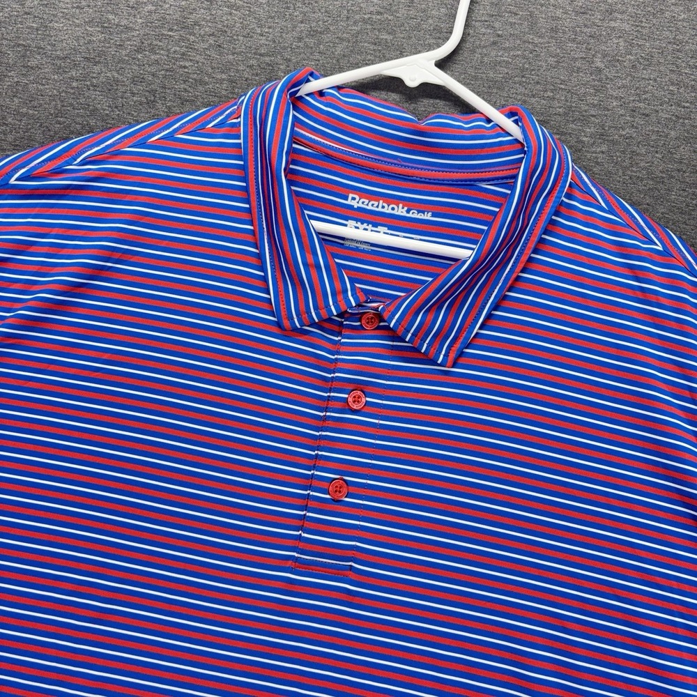Reebok Golf Polo Shirt Mens 5XLT Multicolor Striped Performance Speedwick Active